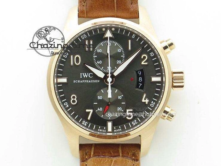 MIROTIME 0520 Youthful Pilot Chrono RG 3878 Gray Dial on Light Brown Leather Strap A 7394